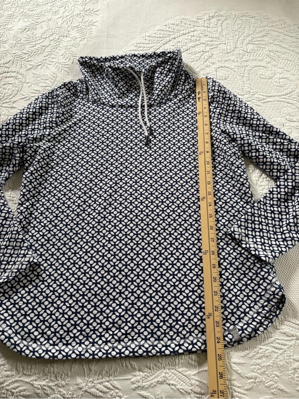 Talbots pullover sweatshirt leafy dot blue UPF 50 size L - Picture 6 of 12